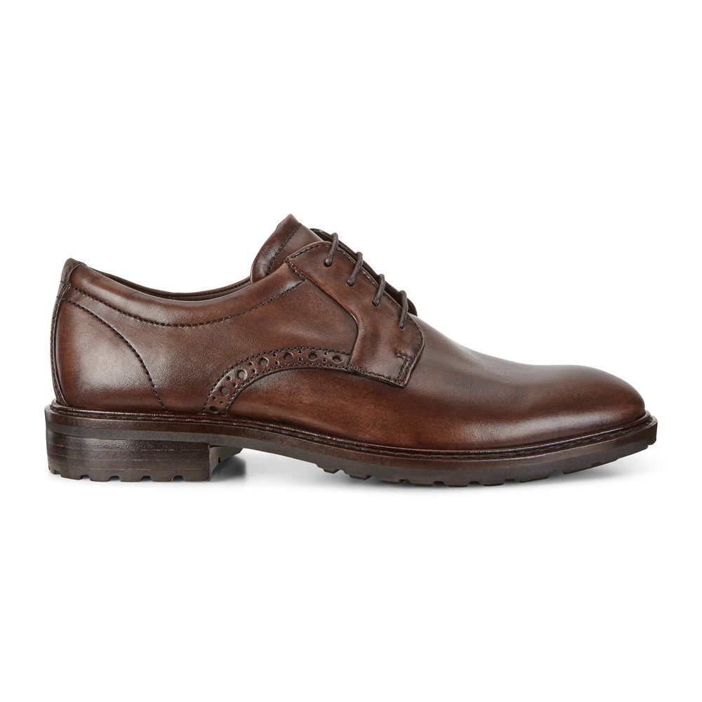 Mens Dress Shoes - ECCO Vitrus I Plain Toe Tie - Brown - 6259UYGRT